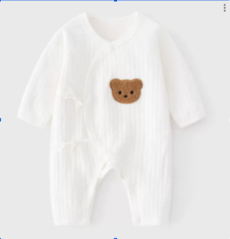 LittleCuddle™ Bear Kimono Romper | Soft Cotton Long-Sleeve Newborn Baby Bodysuit